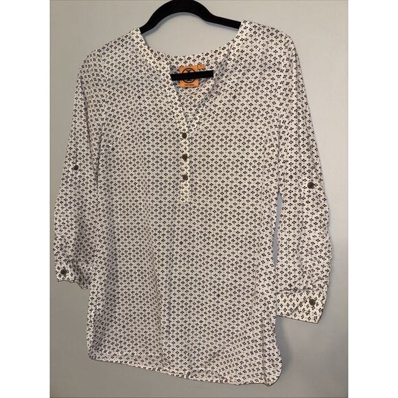 Tory Burch Silk printed V Neck Tunic Top Size 4 - Picture 1 of 8